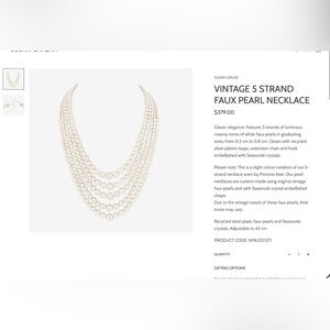 Susan Caplan Vintage Style 5 Strand Faux Pearl Necklace